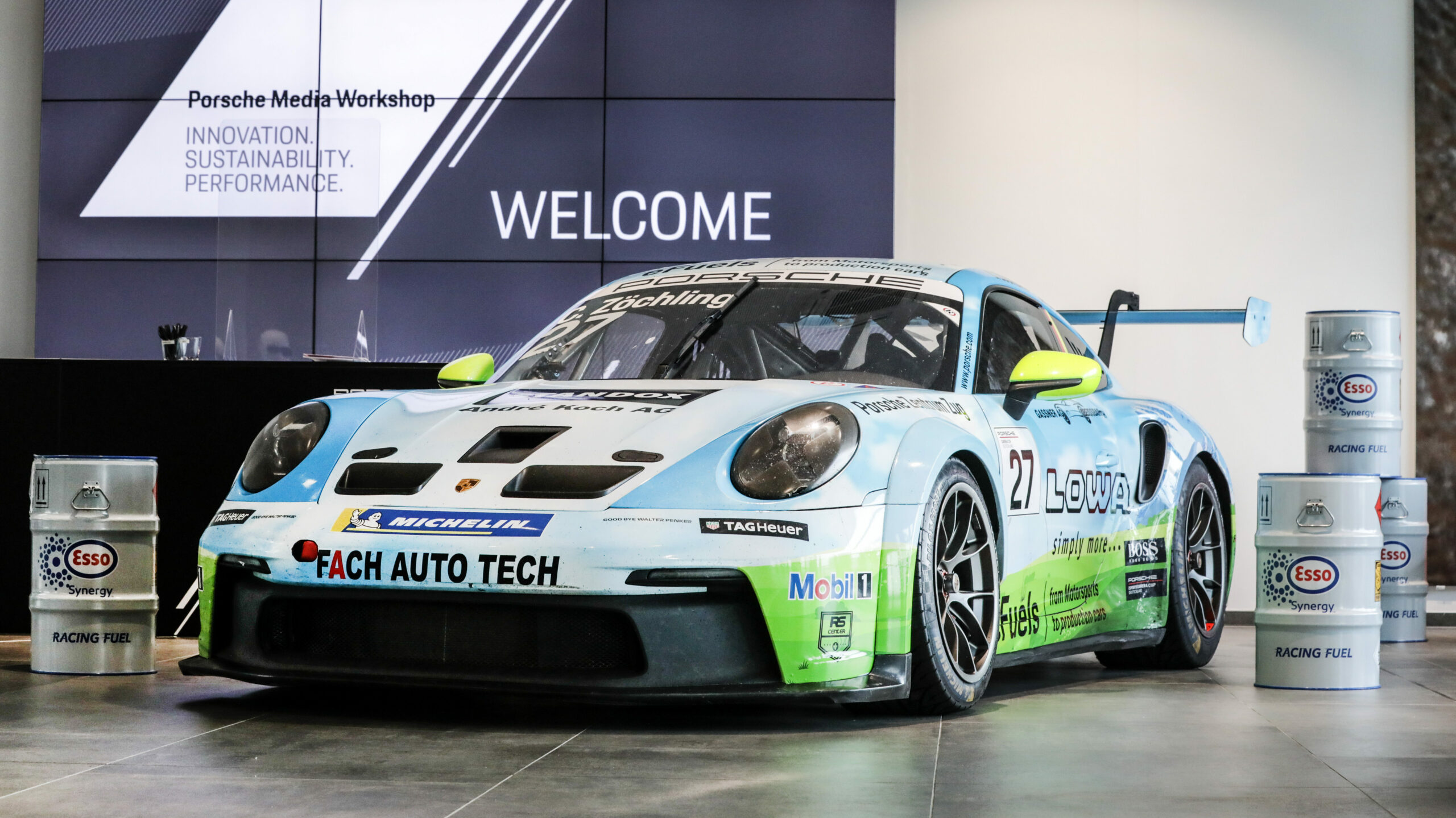 E-Fuel-betriebener Porsche-Cup-Rennwagen